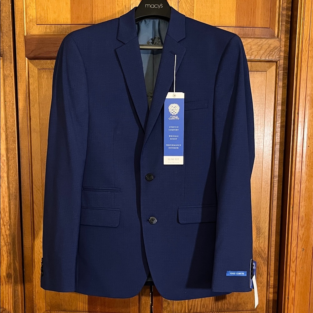 Vince Camuto Slim Fit Medium Blue Check Suit